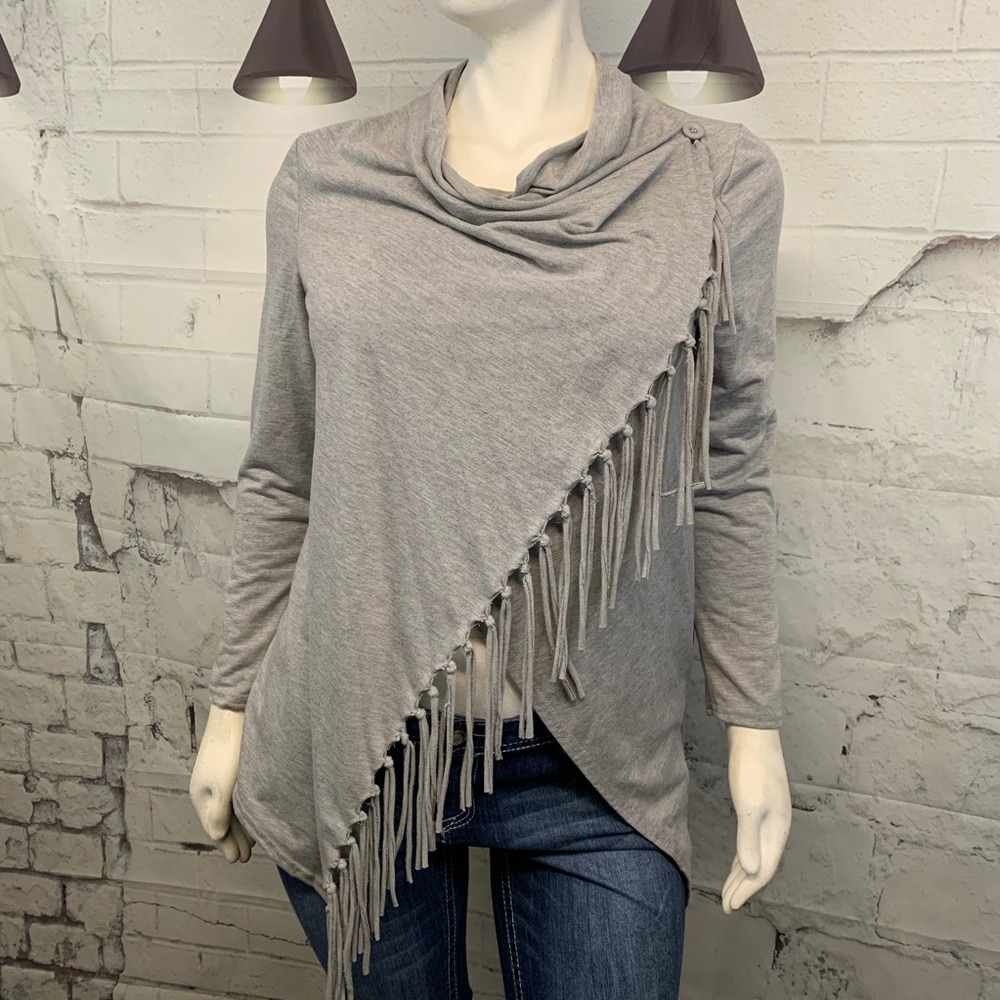 Gray Fringe Women's Top